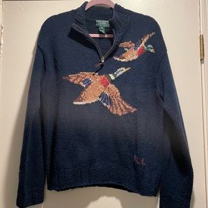 Lauren Ralph Lauren | Sweaters | Rare Lauren Ralph Lauren Unisex Flying Duck  4 Zip Lodge Hunting Bird Sweater | Poshmark